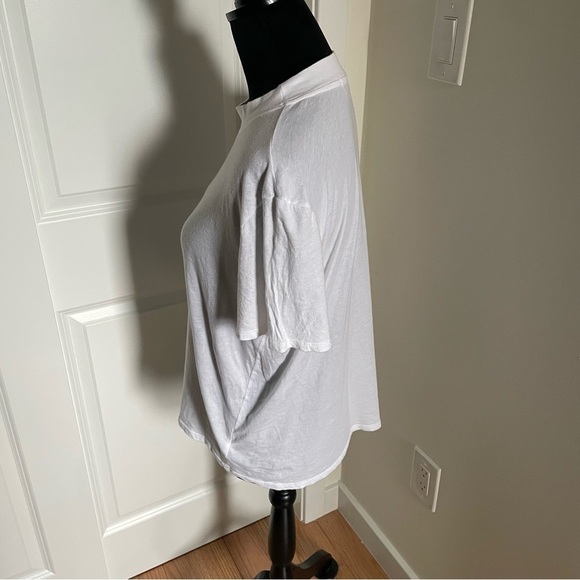 Something Navy White Moc Neck 100% Cotton Short Sleeve T-Shirt EUC size Medium - Picture 3 of 9